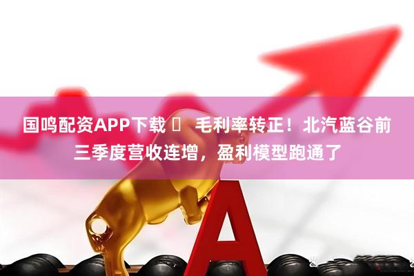 国鸣配资APP下载 ​ 毛利率转正！北汽蓝谷前三季度营收连增，盈利模型跑通了